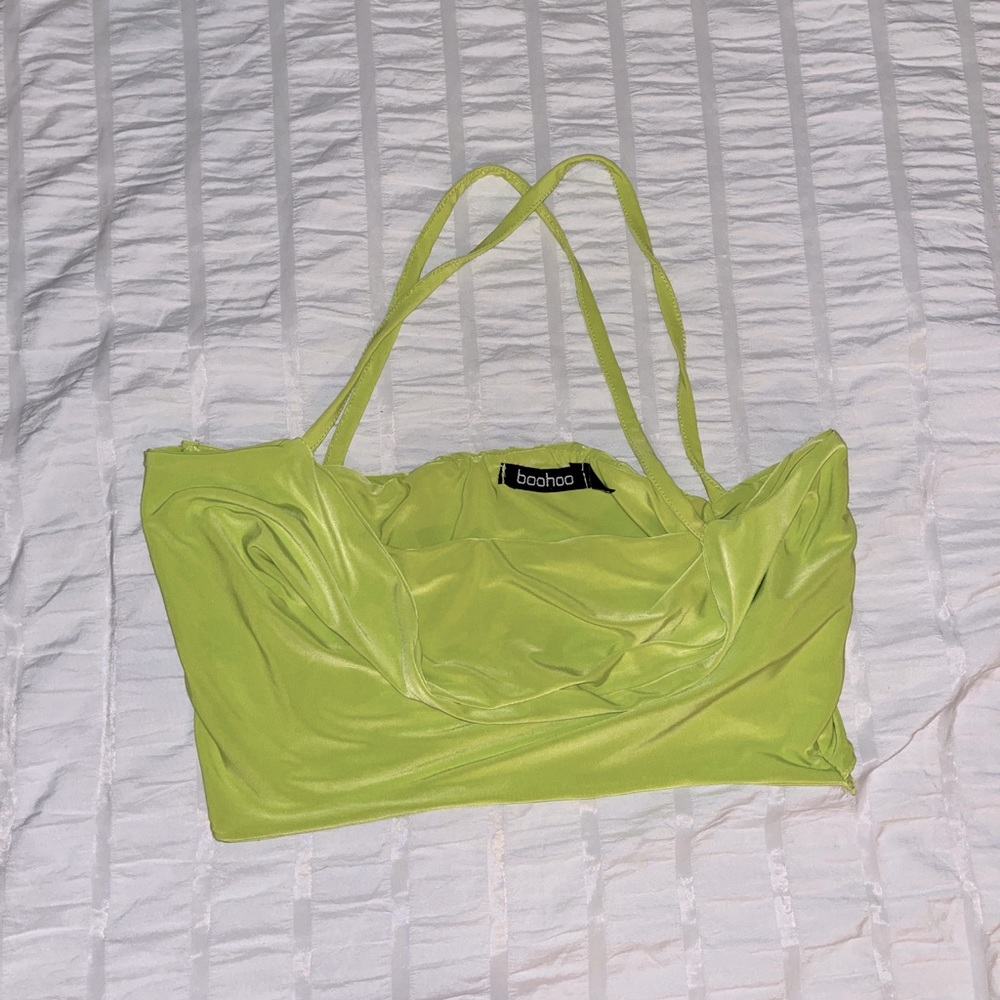 boohoo green silk tank